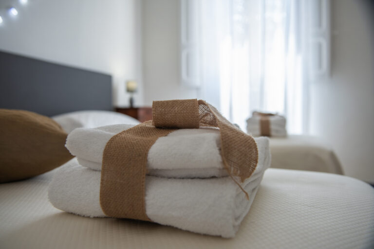 Donna Evelina Camera Matrimoniale Doppia nella Dimora Liberty a Surbo a 4 min da Lecce DONNA EVELINA DETTAGLIO ASCIUGAMANI 768x512